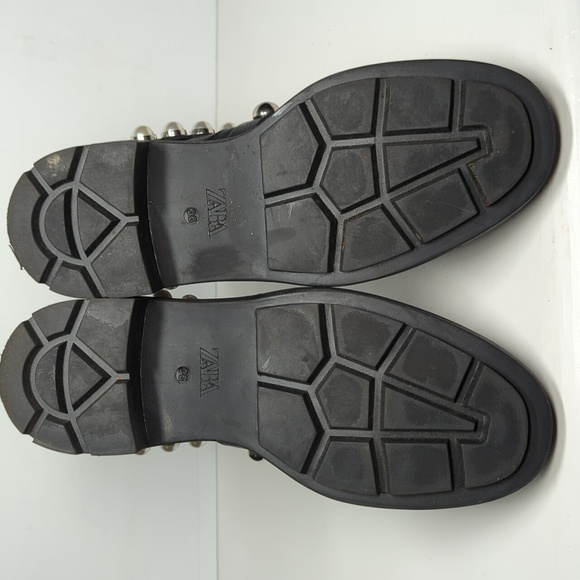 Zara Black chelsea pearl Studded Combat Boots w/ Chunky Sole woman size 6 EU 36 - Picture 7 of 16